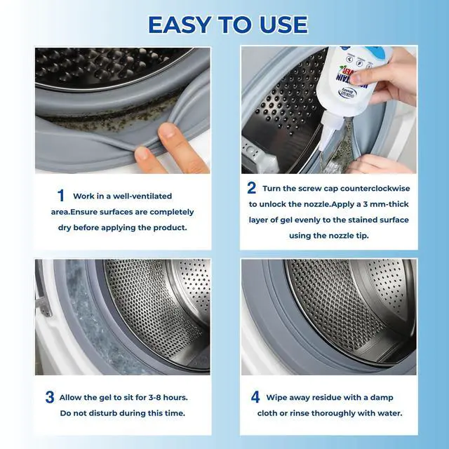 Alt view image 6 of 6 - Mold Stain Remover Gel 8 Fl Oz, Household Grout Surface Cleaner, Cleaning Gel for Washing Machine, Refrigerator Strips, Tiles, Bathroom Kitchen Sinks, Damp Areas