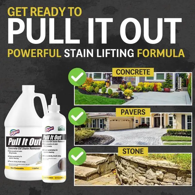 Alt view image 3 of 6 - !Concrete Oil Stain Remover: Pull It Out Removes and Cleans Oils, Greases from Garage Floors & Driveways 32 Fl Oz