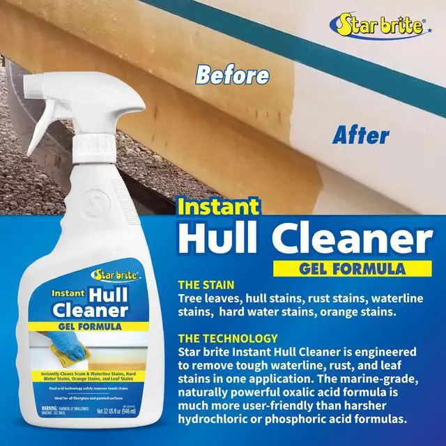 Alt view image 3 of 5 - Instant Hull Cleaner - 32 Oz Gel Spray - Easily Remove Stains, Scum Lines & Grime on Boat Hulls, Fiberglass, Plastic & Painted Surfaces - Easy to Use Formula (096132)