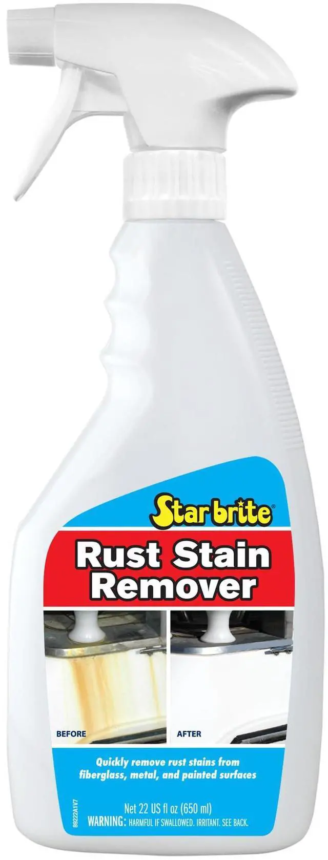 Main image of Rust Stain Remover Spray - Instantly Dissolve Corrosion Stains on Fiberglass, Vinyl, Fabric, Metal & Painted Surfaces - Also Removes Sprinkler Stains - 22 Ounces (089222SS)