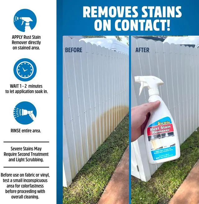 Alt view image 3 of 4 - Rust Stain Remover Spray - Instantly Dissolve Corrosion Stains on Fiberglass, Vinyl, Fabric, Metal & Painted Surfaces - Also Removes Sprinkler Stains - 22 Ounces (089222SS)