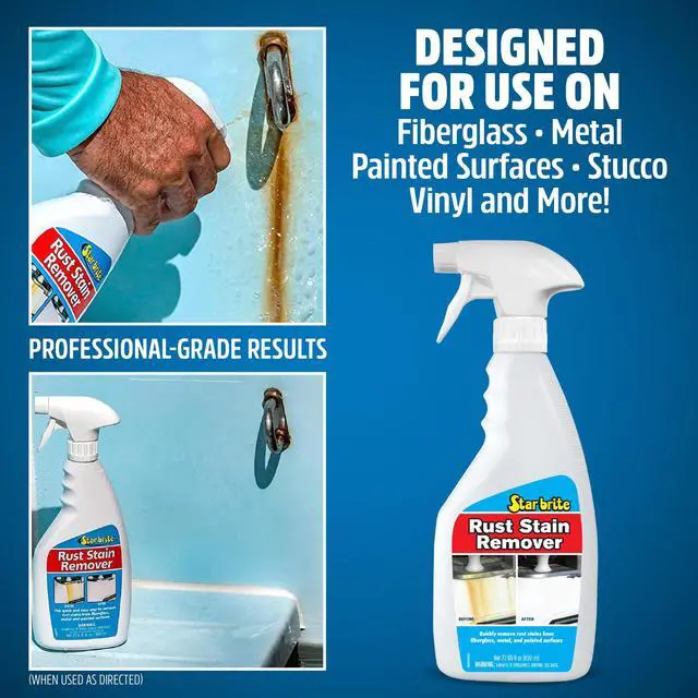 Alt view image 4 of 4 - Rust Stain Remover Spray - Instantly Dissolve Corrosion Stains on Fiberglass, Vinyl, Fabric, Metal & Painted Surfaces - Also Removes Sprinkler Stains - 22 Ounces (089222SS)