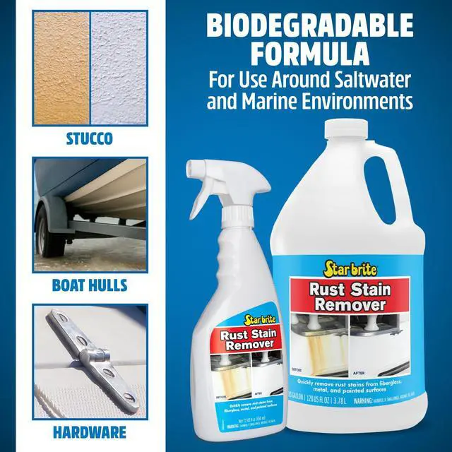 Alt view image 2 of 4 - Rust Stain Remover Spray - Instantly Dissolve Corrosion Stains on Fiberglass, Vinyl, Fabric, Metal & Painted Surfaces - Also Removes Sprinkler Stains - 22 Ounces (089222SS)