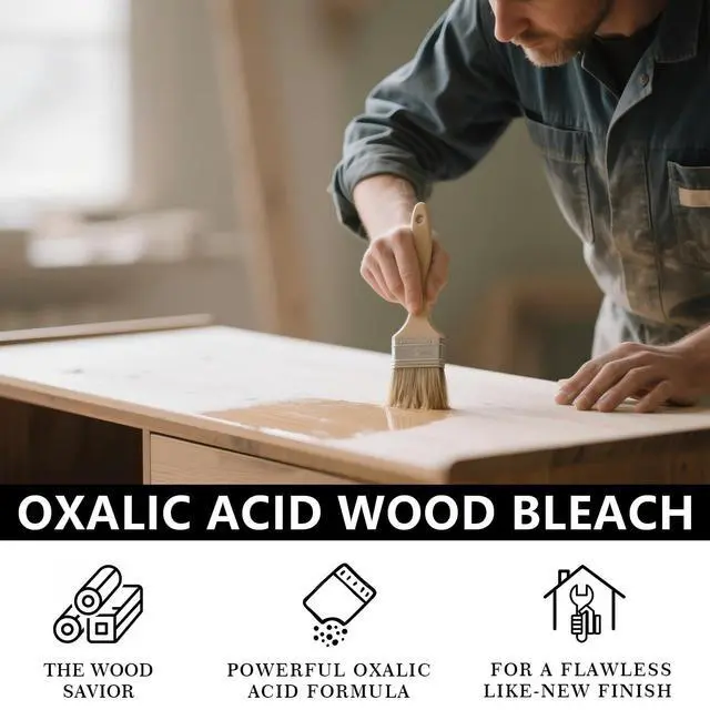 Alt view image 6 of 7 - Oxalic Acid Wood Bleach 1 LB - Professional Wood Stain Remover for Furniture & Hardwood Floors | Powder Formula Restores Decks, Boats, Antiques | Safe, Fast-Acting (16 Ounces)