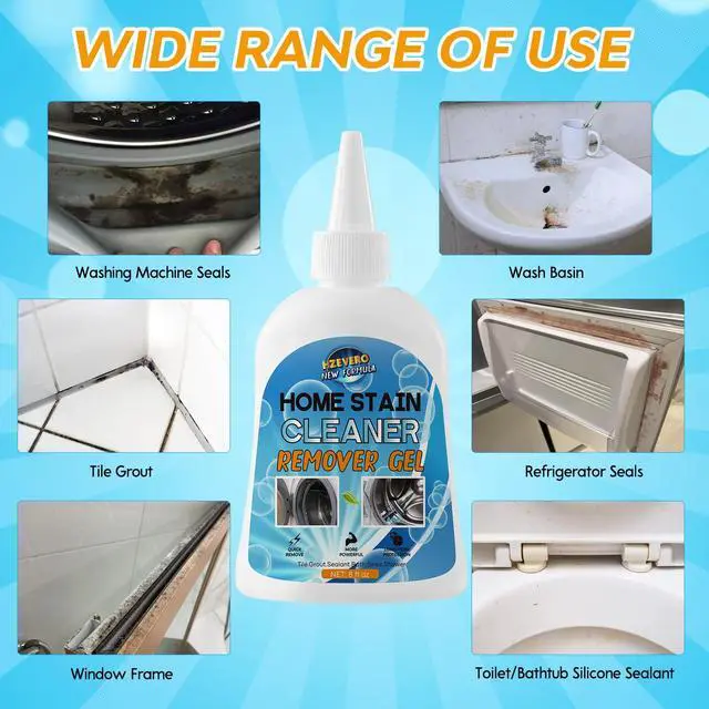 Alt view image 2 of 7 - Mold Stain Remover Gel,Washing Machine Cleaner Front Load Washer Gasket Mold Remover Home Stain Cleaner Cleaning Gel for Grout Caulk, Bathroom, Shower, Bathtub, Refrigerator Cleaning Solution 8 Fl Oz