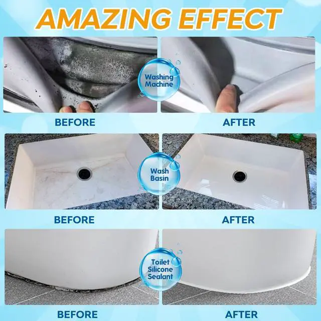 Alt view image 5 of 7 - Mold Stain Remover Gel,Washing Machine Cleaner Front Load Washer Gasket Mold Remover Home Stain Cleaner Cleaning Gel for Grout Caulk, Bathroom, Shower, Bathtub, Refrigerator Cleaning Solution 8 Fl Oz