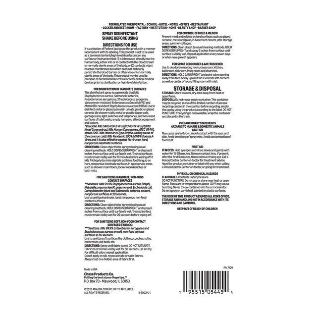 Alt view image 6 of 7 - Disinfectant Spray, Mountain Meadow Scent, Kills 99.9% of Bacteria, 19 Oz, Pack of 1