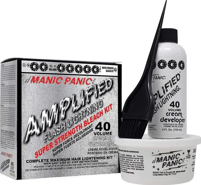Main image of Flash Lightning Super Strength Bleach Kit - 40 Volume Developer + Bleach Powder - Hair Lightener for Dark Hair + Lifting up to 7 Levels - Vegan & Cruelty Free