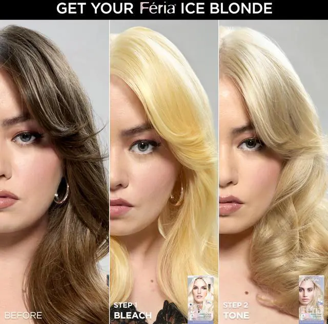 Alt view image 2 of 7 - Feria Hyper Platinum Advanced Lightening System Hair Bleach, Lifts Up To 8 Levels, Includes Anti Brass Purple Conditioner, 1 Hair Dye Kit
