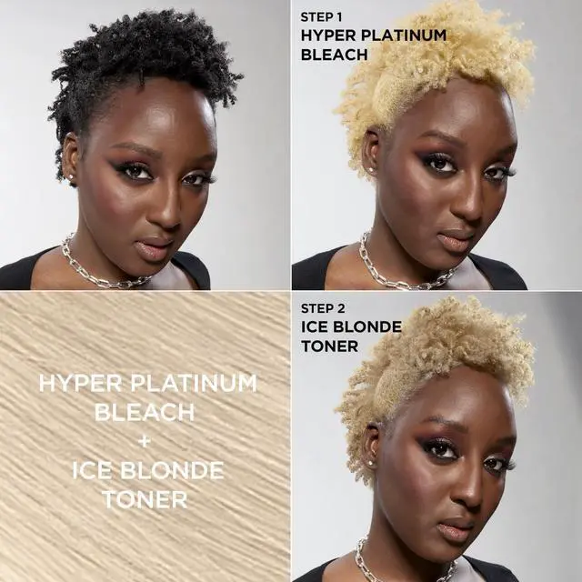 Alt view image 3 of 7 - Feria Hyper Platinum Advanced Lightening System Hair Bleach, Lifts Up To 8 Levels, Includes Anti Brass Purple Conditioner, 1 Hair Dye Kit