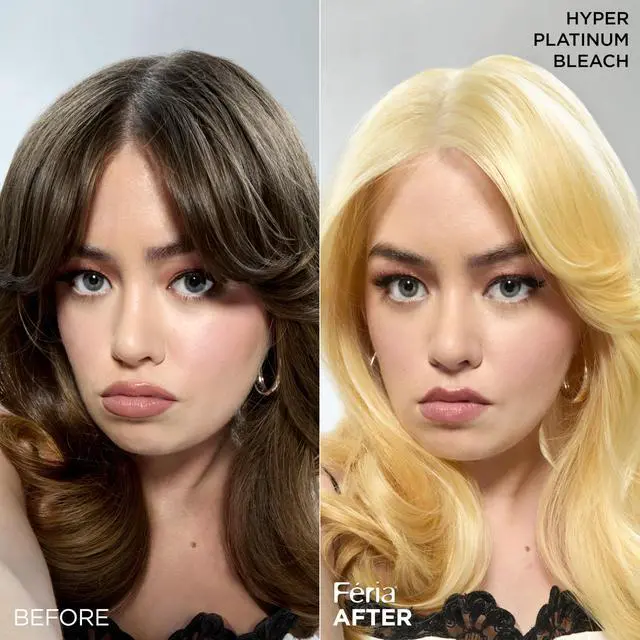Alt view image 4 of 7 - Feria Hyper Platinum Advanced Lightening System Hair Bleach, Lifts Up To 8 Levels, Includes Anti Brass Purple Conditioner, 1 Hair Dye Kit
