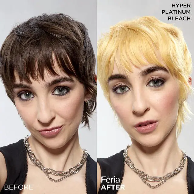 Alt view image 6 of 7 - Feria Hyper Platinum Advanced Lightening System Hair Bleach, Lifts Up To 8 Levels, Includes Anti Brass Purple Conditioner, 1 Hair Dye Kit