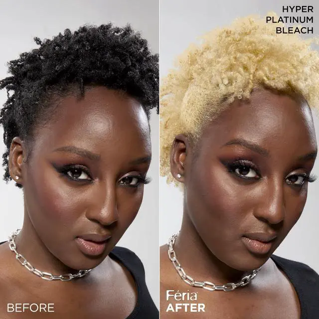 Alt view image 5 of 7 - Feria Hyper Platinum Advanced Lightening System Hair Bleach, Lifts Up To 8 Levels, Includes Anti Brass Purple Conditioner, 1 Hair Dye Kit