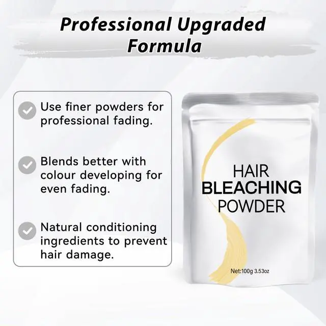 Alt view image 3 of 7 - Hair Bleach Powder 100g/3.53oz, Professional Lightening Bleach for Hair, Strong & Gentle Bleach Powder for Hair, Lift Up to 8 Levels, Perfect for DIY Blonde Highlights & Lightening