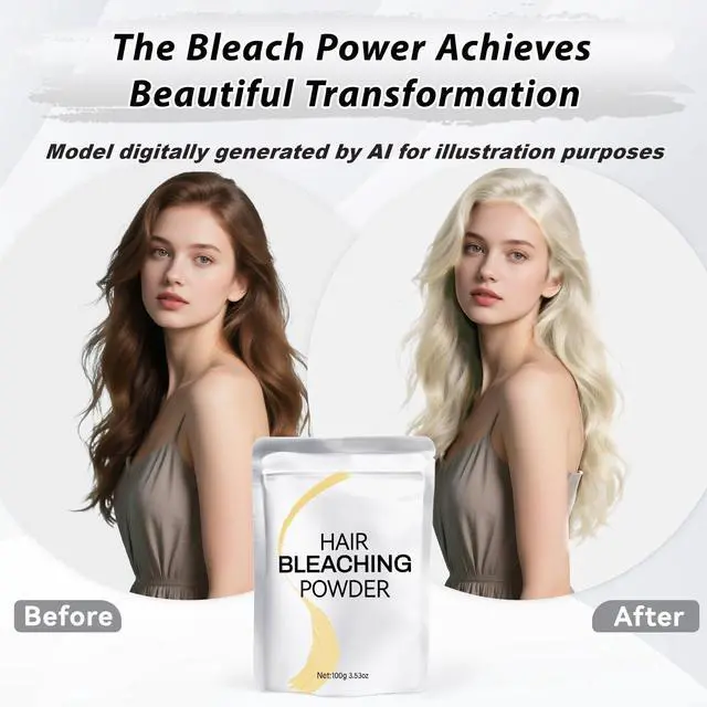 Alt view image 5 of 7 - Hair Bleach Powder 100g/3.53oz, Professional Lightening Bleach for Hair, Strong & Gentle Bleach Powder for Hair, Lift Up to 8 Levels, Perfect for DIY Blonde Highlights & Lightening