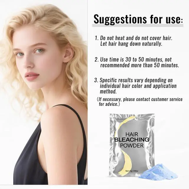 Alt view image 5 of 7 - Hair Bleach Powder,High Performance Up to 8 Levels of Lift for Hair Highlights & Lightening(45g/1.59oz)