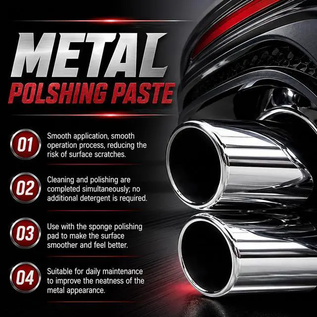 Alt view image 3 of 7 - 2Pcs Metal Polishing Paste, Pipe Infused Polishing Pads, Metal polish Care Kit Protectant Scratch Remover, Chrome Stainless Steel Aluminum Cars