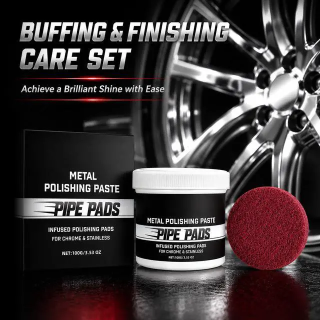 Alt view image 6 of 7 - 2Pcs Metal Polishing Paste, Pipe Infused Polishing Pads, Metal polish Care Kit Protectant Scratch Remover, Chrome Stainless Steel Aluminum Cars