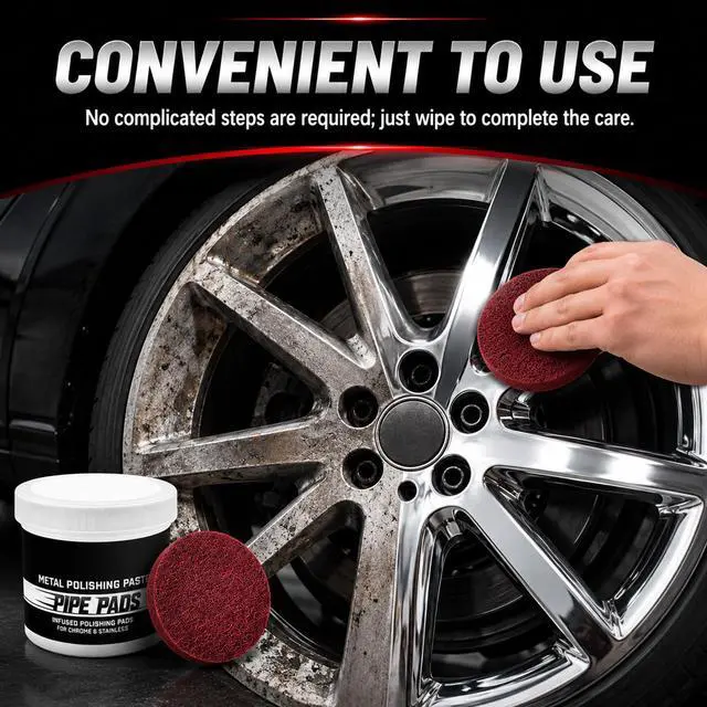 Alt view image 4 of 7 - 2Pcs Metal Polishing Paste, Pipe Infused Polishing Pads, Metal polish Care Kit Protectant Scratch Remover, Chrome Stainless Steel Aluminum Cars