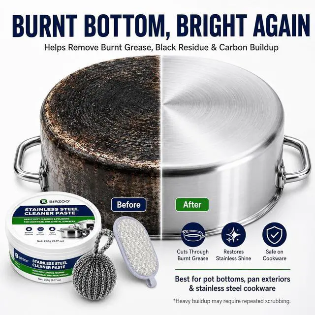 Alt view image 2 of 7 - Burnt Pan & Pot Bottom Cleaner Paste, Stainless Steel Cleaner