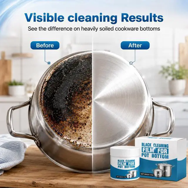 Alt view image 2 of 7 - Powerful Cookware Dlag Removal Paste,Pot Bottom Black Stain Sleaner,Stainless Steel Cleaner and Polishing Agent,Pot Bottom Multi-Purpose Pot Cleaner,Heavy-Duty Oil Stain Remover(260g)