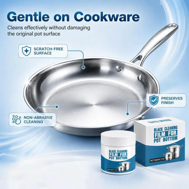 Alt view image 6 of 7 - Powerful Cookware Dlag Removal Paste,Pot Bottom Black Stain Sleaner,Stainless Steel Cleaner and Polishing Agent,Pot Bottom Multi-Purpose Pot Cleaner,Heavy-Duty Oil Stain Remover(260g)
