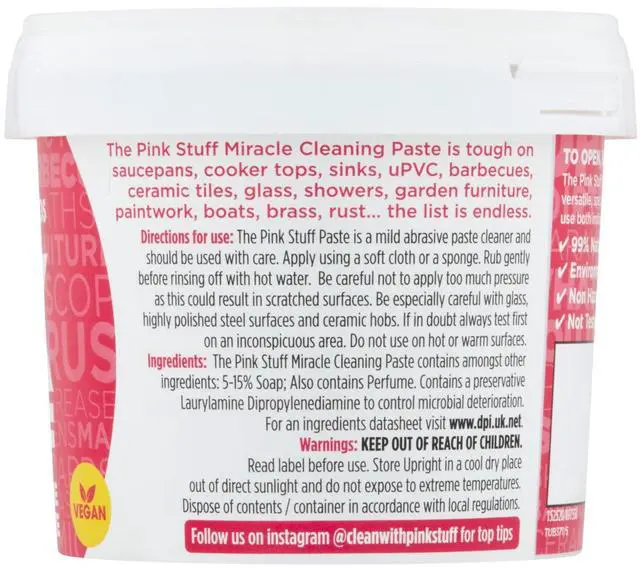 Alt view image 2 of 7 - The Pink Stuff Cleaning Paste 500g, Multi Purpose Cleaner for Kitchen, Bathroom, Tiles, Glass, Shower, Oven, Sink, Stainless Steel, Removes Grease, Grime & Stains (Pack of 2)