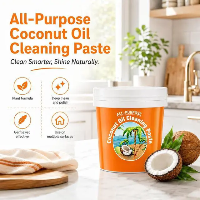 Alt view image 6 of 7 - Multi-Purpose Coconut Oil Cleaning & Polishing Paste for Kitchen & Home, 260g All-Purpose Natural Cleaner, Stain Remover & Polish