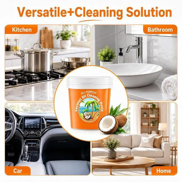 Alt view image 7 of 7 - Multi-Purpose Coconut Oil Cleaning & Polishing Paste for Kitchen & Home, 260g All-Purpose Natural Cleaner, Stain Remover & Polish