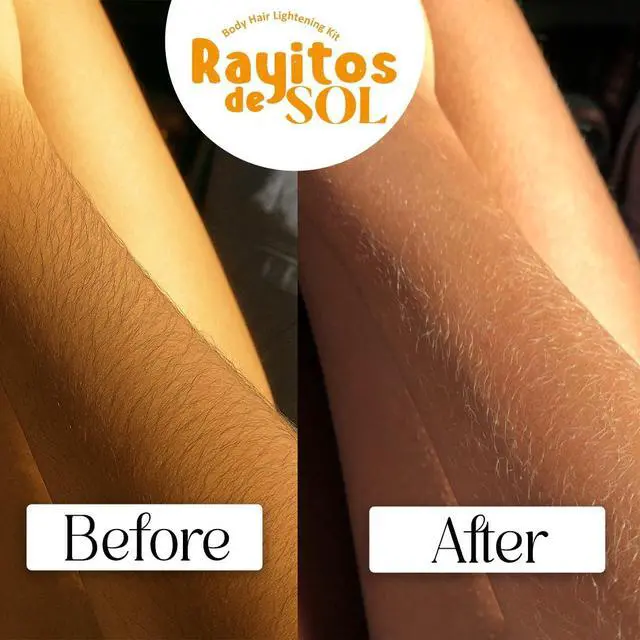 Alt view image 2 of 7 - Body Hair Bleach Kit with Coconut Oil Powder Bleach Peroxide Vol 30 - 9% Itch-Free | Descolorante de Pelo, Legs Back Abdomen Arm Hair Bleach | Skin Protection and Nourishment