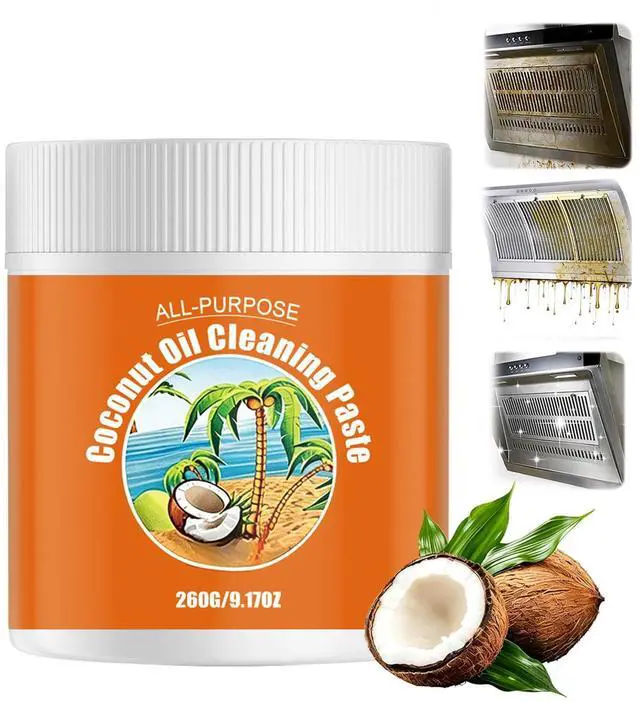 Main image of 260G Multi-Purpose Coconut Oil Cleaning Polishing Paste, Heavy Duty Grease Remover for Kitchen Stove Oven Cookware Stainless Steel Tile Surface