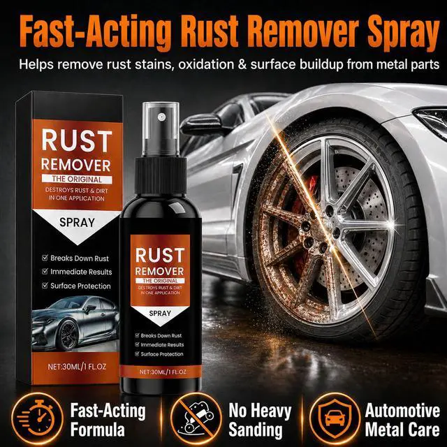 Alt view image 2 of 7 - 2026 Upgrade Rust Remover Spray for Metal - Heavy Duty Rust Converter & Oxidation Remover for Tools, Car, Chains, & Iron Out Rust Stains, Fast-Acting Multi-Surface Cleaner(1PCS)