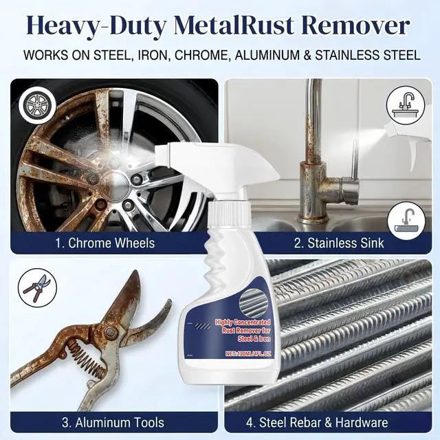 Alt view image 3 of 6 - Multipurpose Rust Remover Spray for Metal Powerful Cleaner for Stainless Steel, Iron, Automotive Parts, Tools & Furniture Rust Converter for Home & Industrial Use