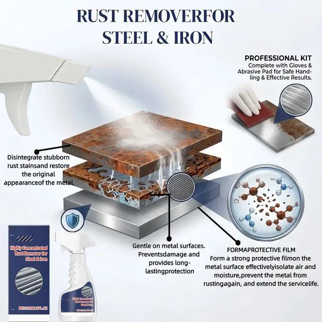 Alt view image 6 of 6 - Multipurpose Rust Remover Spray for Metal Powerful Cleaner for Stainless Steel, Iron, Automotive Parts, Tools & Furniture Rust Converter for Home & Industrial Use