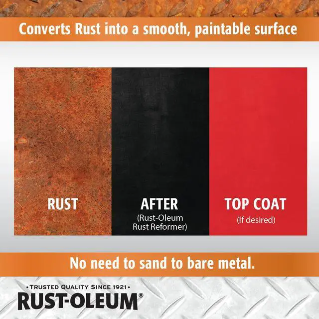 Alt view image 5 of 6 - Stops Rust Reformer Spray, Instantly Converts Rust to a Protected Paintable Surface, No Bare Metal Sanding Required, Black, 10.25 oz
