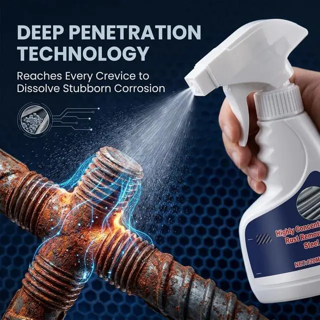 Alt view image 3 of 7 - Rust Remover Spray for Metal, Highly Concentrated Rust Remover for Steel Copper Stainless Steel, Heavy Duty Rust Remover Spray No Scrubbing, Fast Acting Rust Stain Remover 4 fl oz(1PC)
