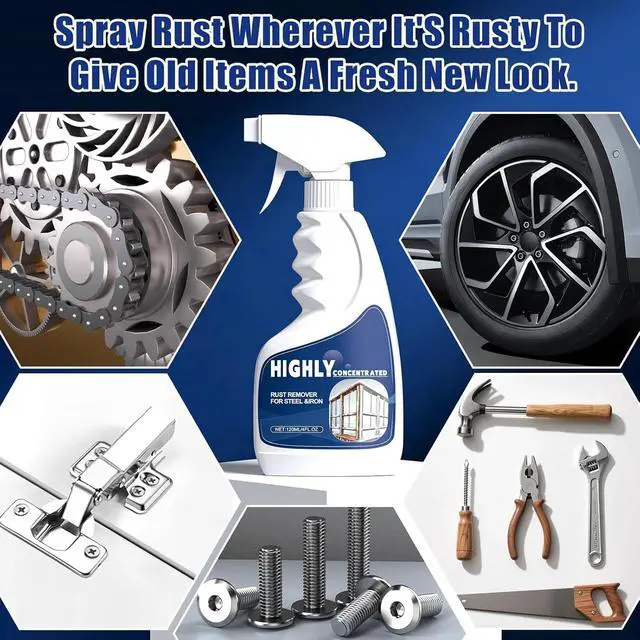 Alt view image 6 of 7 - Rust Remover Spray for Metal, Highly Concentrated Rust Remover for Steel Copper Stainless Steel, Heavy Duty Rust Remover Spray No Scrubbing, Fast Acting Rust Stain Remover 4 fl oz(1PC)