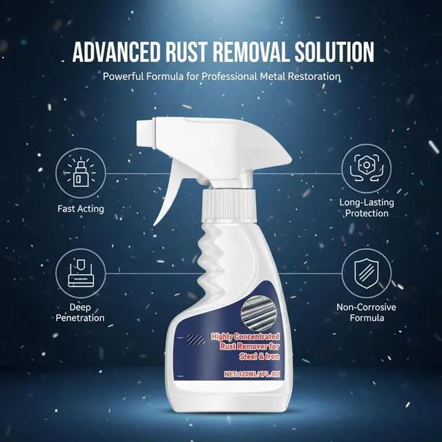Alt view image 7 of 7 - Rust Remover Spray for Metal, Highly Concentrated Rust Remover for Steel Copper Stainless Steel, Heavy Duty Rust Remover Spray No Scrubbing, Fast Acting Rust Stain Remover 4 fl oz(1PC)