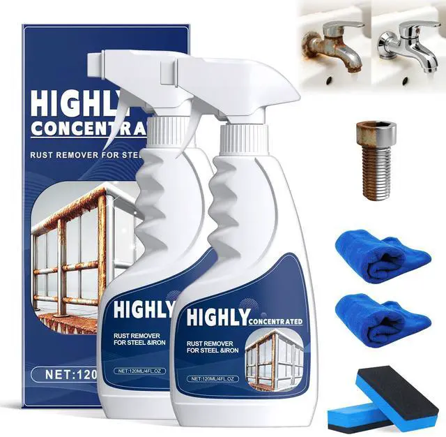 Main image of 2Pcs Heavy Duty Rust Removal for Metal,Highly Concentrated Steel Rust Remover,Powerful Rust Stain Remover,Multipurpose Rust Remover Spray for Various Metals Furniture,Stainless Steel,Automotive Parts