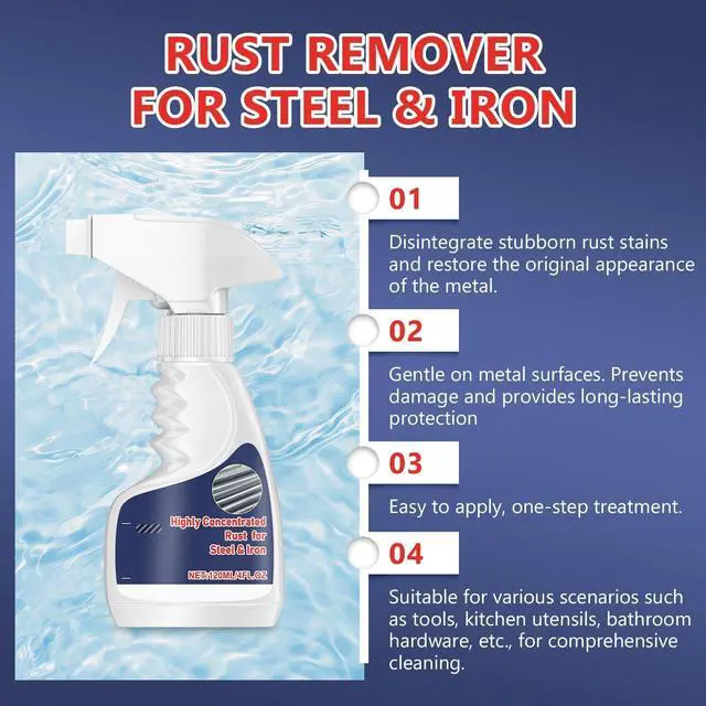 Alt view image 4 of 7 - 2Pcs Meigline Rust Remover, Highly Concentrated Steel Rust Remover, 2026 Upgraded Multipurpose Rust Remover Spray for Metal, for Tools, Stainless Steel, Automotive Parts, Fast Acting Rust