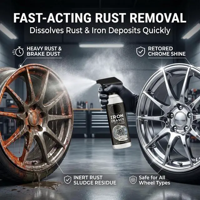Alt view image 2 of 6 - Rust Remover - Rust Remover Spray, Heavy Duty Rust Remover for Metal, Iron Eraser Iron and Rust Remover for Car Wheels, Bike Chains, Garden Tools & Iron Surfaces, Works on Steel Iron Chrome Aluminum