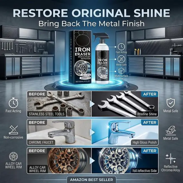Alt view image 3 of 6 - Rust Remover - Rust Remover Spray, Heavy Duty Rust Remover for Metal, Iron Eraser Iron and Rust Remover for Car Wheels, Bike Chains, Garden Tools & Iron Surfaces, Works on Steel Iron Chrome Aluminum