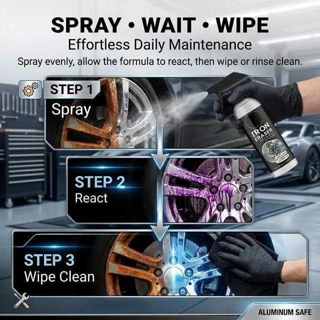 Alt view image 5 of 6 - Rust Remover - Rust Remover Spray, Heavy Duty Rust Remover for Metal, Iron Eraser Iron and Rust Remover for Car Wheels, Bike Chains, Garden Tools & Iron Surfaces, Works on Steel Iron Chrome Aluminum