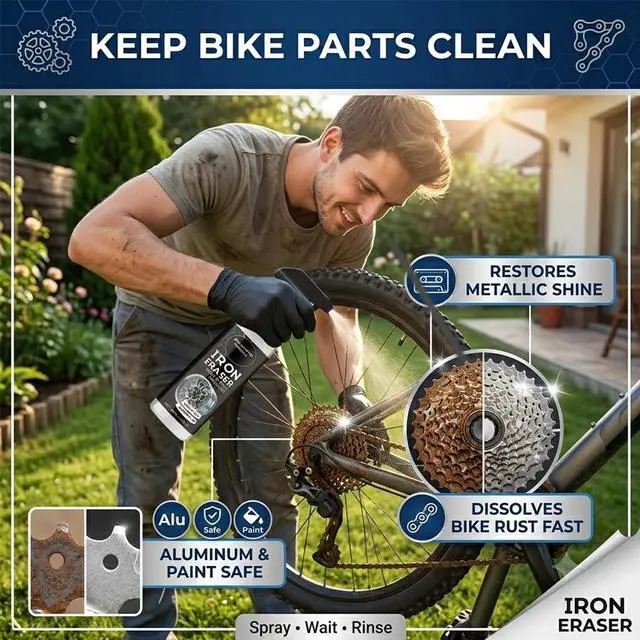 Alt view image 6 of 6 - Rust Remover - Rust Remover Spray, Heavy Duty Rust Remover for Metal, Iron Eraser Iron and Rust Remover for Car Wheels, Bike Chains, Garden Tools & Iron Surfaces, Works on Steel Iron Chrome Aluminum