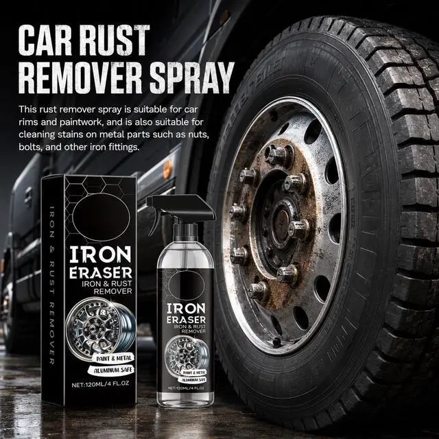 Alt view image 6 of 7 - 2PCS Iron Eraser Rust Remover Spray, Iron Eraser Iron and Rust Remover with Sponges and Towels, Fast Acting Iron Powder & Rust Cleaner for Light Rust Spots, Metal Surfaces, Cars and Motorcycles