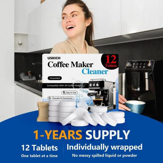 Alt view image 2 of 7 - Coffee Machine Cleaner Descaler Tablets 12 Pack, Coffee Maker Cleaner for Keurig, Ninja, Breville, Delonghi, Nespresso, Miele,Espresso Machine Cleaning Tabs,Descaling Solution for Coffee Pot Maker