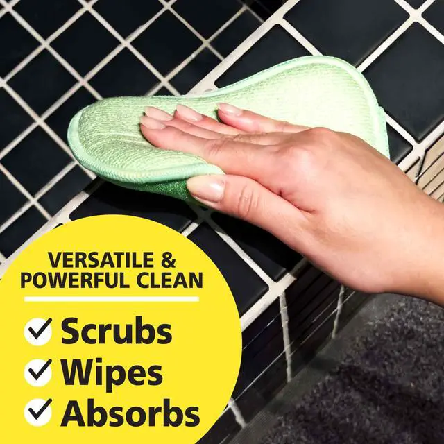 Alt view image 6 of 6 - Large, 6-Pack, Microfiber, Scrub-N-Wipe Pad, Multi-Surface, Non-Scratch, Dual-Sided, Scrubber for Tubs, Tiles, Sinks Machine Washable, Durable Kitchen Sponge