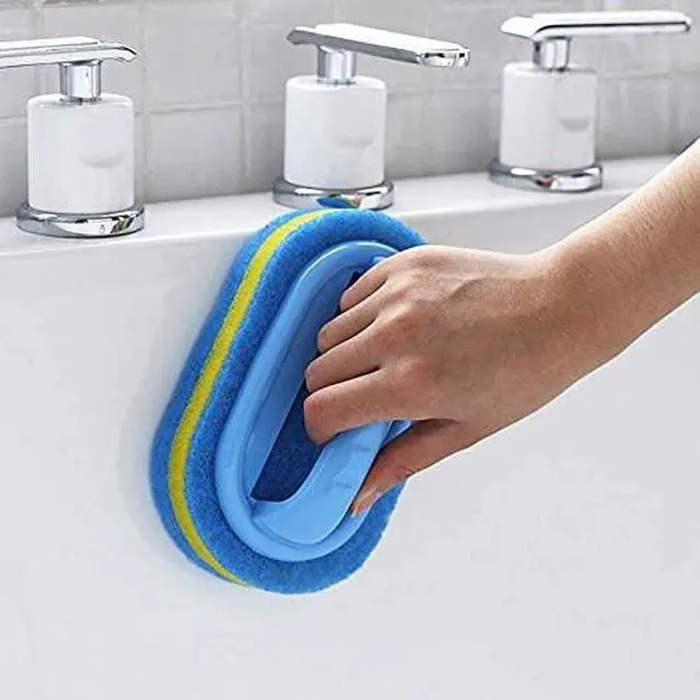 Alt view image 3 of 7 - Cleaning Brush for Bathroom Kitchen Bathtub Toilet Cleaner All Purpose Shower Sponge Scrubbing Brush with Ergonomic Handle