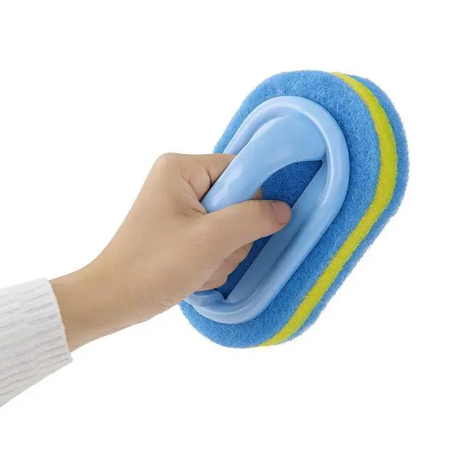 Alt view image 2 of 7 - Cleaning Brush for Bathroom Kitchen Bathtub Toilet Cleaner All Purpose Shower Sponge Scrubbing Brush with Ergonomic Handle