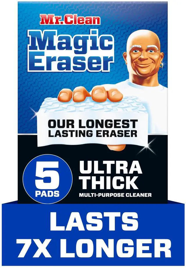Main image of Magic Eraser Sponge, All Purpose Cleaner, Long Lasting Cleaning Scrubber, Wall Cleaner, Sneaker Cleaner, Oven Cleaner, Kitchen, Bathroom, Shower Cleaning Supplies, Ultra Thick, 5ct